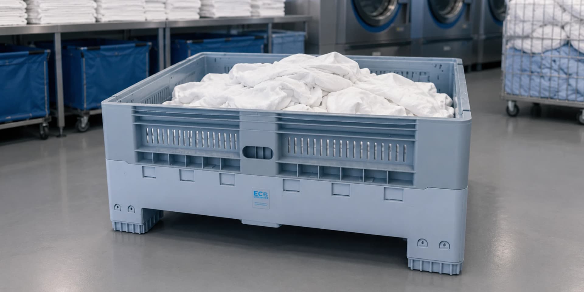 Laundry Services — plastic pallets, crates and spill containment