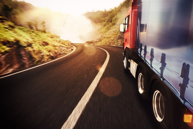 Truck making delivery in Australia.