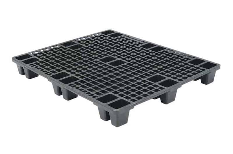 recycled PPC ECO-1210SL 9 leg plastic pallet on white background