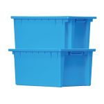 Two blue crates