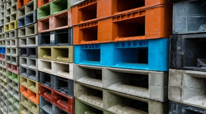 Eco Pallets plastic totes used by DomeShelter for mining storage