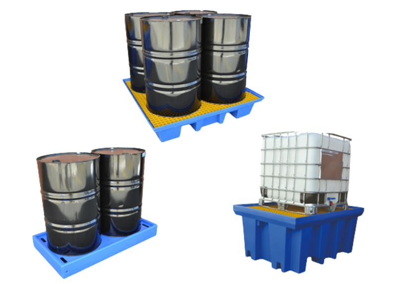 Eco Pallets’ spill series ranges from 2 drum bunds to IBC bunds