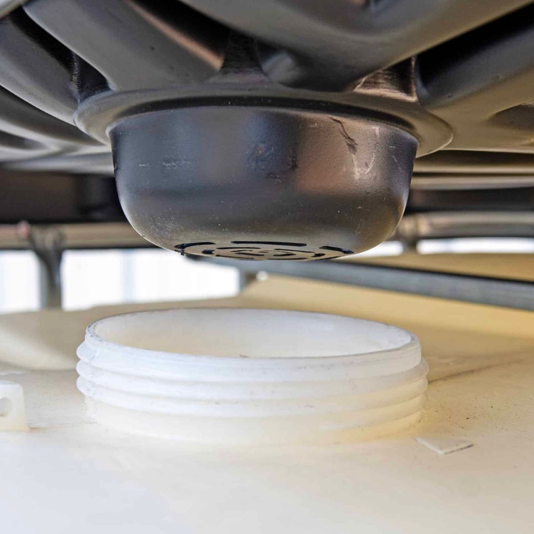 Funnel installed on IBC tank